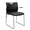 Rowdy Stack Chair, Fabric Seat - Chrome Frame Guest Chair, Cafe Chair, Stack Chair SitOnIt Black Plastic Fabric Color Kiss Fixed Arms
