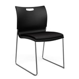 Rowdy Stack Chair, Fabric Seat - Chrome Frame Guest Chair, Cafe Chair, Stack Chair SitOnIt Black Plastic Fabric Color Licorice Armless