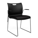 Rowdy Stack Chair, Fabric Seat - Chrome Frame Guest Chair, Cafe Chair, Stack Chair SitOnIt Black Plastic Fabric Color Licorice Fixed Arms
