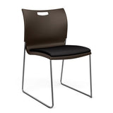 Rowdy Stack Chair, Fabric Seat - Chrome Frame Guest Chair, Cafe Chair, Stack Chair SitOnIt Chocolate Plastic Fabric Color Licorice Armless