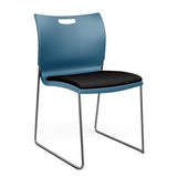 Rowdy Stack Chair, Fabric Seat - Chrome Frame Guest Chair, Cafe Chair, Stack Chair SitOnIt Lagoon Plastic Fabric Color Licorice Armless