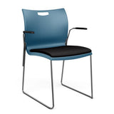 Rowdy Stack Chair, Fabric Seat - Chrome Frame Guest Chair, Cafe Chair, Stack Chair SitOnIt Lagoon Plastic Fabric Color Licorice Fixed Arms
