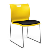 Rowdy Stack Chair, Fabric Seat - Chrome Frame Guest Chair, Cafe Chair, Stack Chair SitOnIt Lemon Plastic Fabric Color Licorice Armless