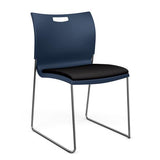 Rowdy Stack Chair, Fabric Seat - Chrome Frame Guest Chair, Cafe Chair, Stack Chair SitOnIt Navy Plastic Fabric Color Licorice Armless