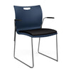 Rowdy Stack Chair, Fabric Seat - Chrome Frame Guest Chair, Cafe Chair, Stack Chair SitOnIt Navy Plastic Fabric Color Licorice Fixed Arms