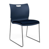 Rowdy Stack Chair, Fabric Seat - Chrome Frame Guest Chair, Cafe Chair, Stack Chair SitOnIt Navy Plastic Fabric Color Navy Armless