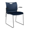 Rowdy Stack Chair, Fabric Seat - Chrome Frame Guest Chair, Cafe Chair, Stack Chair SitOnIt Navy Plastic Fabric Color Navy Fixed Arms