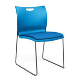 Rowdy Stack Chair, Fabric Seat - Chrome Frame Guest Chair, Cafe Chair, Stack Chair SitOnIt Pacific Plastic Fabric Color Electric Blue Armless