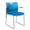 Rowdy Stack Chair, Fabric Seat - Chrome Frame Guest Chair, Cafe Chair, Stack Chair SitOnIt Pacific Plastic Fabric Color Electric Blue Fixed Arms