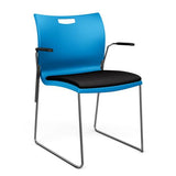 Rowdy Stack Chair, Fabric Seat - Chrome Frame Guest Chair, Cafe Chair, Stack Chair SitOnIt Pacific Plastic Fabric Color Licorice Fixed Arms