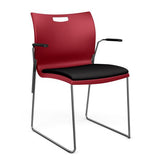 Rowdy Stack Chair, Fabric Seat - Chrome Frame Guest Chair, Cafe Chair, Stack Chair SitOnIt Red Plastic Fabric Color Licorice Fixed Arms
