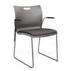 Rowdy Stack Chair, Fabric Seat - Chrome Frame Guest Chair, Cafe Chair, Stack Chair SitOnIt Slate Plastic Fabric Color Kiss Fixed Arms