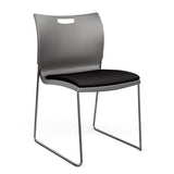 Rowdy Stack Chair, Fabric Seat - Chrome Frame Guest Chair, Cafe Chair, Stack Chair SitOnIt Slate Plastic Fabric Color Licorice Armless