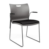 Rowdy Stack Chair, Fabric Seat - Chrome Frame Guest Chair, Cafe Chair, Stack Chair SitOnIt Slate Plastic Fabric Color Licorice Fixed Arms