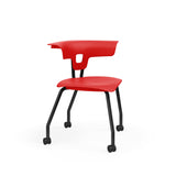 Ruckus Four Leg Chair 18" Classroom Chairs, Guest Chair, Cafe Chair, KI Casters Frame Color Black Shell Color Poppy Red
