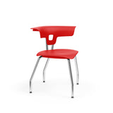 Ruckus Four Leg Chair 18" Classroom Chairs, Guest Chair, Cafe Chair, KI Glides Frame Color Chrome Shell Color Poppy Red