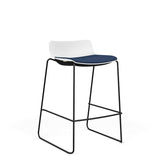 SitOnIt Baja Bar Stool | Low Back | Upholstered Seat | Sled Base Stools SitOnIt Frame Color Black Plastic Color Arctic Fabric Color Night