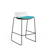 SitOnIt Baja Bar Stool | Low Back | Upholstered Seat | Sled Base Stools SitOnIt Frame Color Black Plastic Color Arctic Fabric Color Tropical
