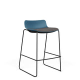 SitOnIt Baja Bar Stool | Low Back | Upholstered Seat | Sled Base Stools SitOnIt Frame Color Black Plastic Color Lagoon Fabric Color Iron