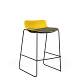 SitOnIt Baja Bar Stool | Low Back | Upholstered Seat | Sled Base Stools SitOnIt Frame Color Black Plastic Color Lemon Fabric Color Iron