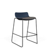 SitOnIt Baja Bar Stool | Low Back | Upholstered Seat | Sled Base Stools SitOnIt Frame Color Black Plastic Color Navy Fabric Color Iron