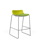 SitOnIt Baja Bar Stool | Low Back | Upholstered Seat | Sled Base Stools SitOnIt Frame Color Chrome Plastic Color Apple Fabric Color Clover