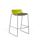 SitOnIt Baja Bar Stool | Low Back | Upholstered Seat | Sled Base Stools SitOnIt Frame Color Chrome Plastic Color Apple Fabric Color Iron