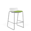 SitOnIt Baja Bar Stool | Low Back | Upholstered Seat | Sled Base Stools SitOnIt Frame Color Chrome Plastic Color Arctic Fabric Color Clover