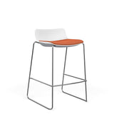 SitOnIt Baja Bar Stool | Low Back | Upholstered Seat | Sled Base Stools SitOnIt Frame Color Chrome Plastic Color Arctic Fabric Color Starfish
