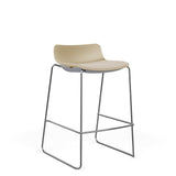 SitOnIt Baja Bar Stool | Low Back | Upholstered Seat | Sled Base Stools SitOnIt Frame Color Chrome Plastic Color Bisque Fabric Color Natural