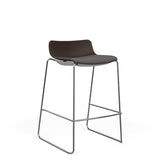 SitOnIt Baja Bar Stool | Low Back | Upholstered Seat | Sled Base Stools SitOnIt Frame Color Chrome Plastic Color Chocolate Fabric Color Iron
