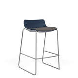 SitOnIt Baja Bar Stool | Low Back | Upholstered Seat | Sled Base Stools SitOnIt Frame Color Chrome Plastic Color Navy Fabric Color Iron