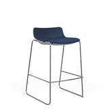 SitOnIt Baja Bar Stool | Low Back | Upholstered Seat | Sled Base Stools SitOnIt Frame Color Chrome Plastic Color Navy Fabric Color Night