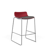 SitOnIt Baja Bar Stool | Low Back | Upholstered Seat | Sled Base Stools SitOnIt Frame Color Chrome Plastic Color Red Fabric Color Iron