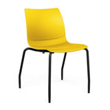 SitOnIt Baja Four Leg Guest Chair | Plastic Shell | Arm or Armless Guest Chair, Cafe Chair, Stack Chair SitOnIt Frame Color Black Armless Plastic Color Lemon