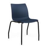 SitOnIt Baja Four Leg Guest Chair | Plastic Shell | Arm or Armless Guest Chair, Cafe Chair, Stack Chair SitOnIt Frame Color Black Armless Plastic Color Navy