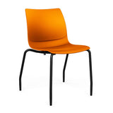 SitOnIt Baja Four Leg Guest Chair | Plastic Shell | Arm or Armless Guest Chair, Cafe Chair, Stack Chair SitOnIt Frame Color Black Armless Plastic Color Tangerine