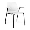 SitOnIt Baja Four Leg Guest Chair | Plastic Shell | Arm or Armless Guest Chair, Cafe Chair, Stack Chair SitOnIt Frame Color Black Fixed Arm Plastic Color Arctic