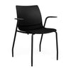 SitOnIt Baja Four Leg Guest Chair | Plastic Shell | Arm or Armless Guest Chair, Cafe Chair, Stack Chair SitOnIt Frame Color Black Fixed Arm Plastic Color Black
