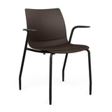SitOnIt Baja Four Leg Guest Chair | Plastic Shell | Arm or Armless Guest Chair, Cafe Chair, Stack Chair SitOnIt Frame Color Black Fixed Arm Plastic Color Chocolate