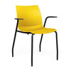 SitOnIt Baja Four Leg Guest Chair | Plastic Shell | Arm or Armless Guest Chair, Cafe Chair, Stack Chair SitOnIt Frame Color Black Fixed Arm Plastic Color Lemon