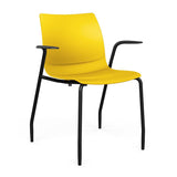 SitOnIt Baja Four Leg Guest Chair | Plastic Shell | Arm or Armless Guest Chair, Cafe Chair, Stack Chair SitOnIt Frame Color Black Fixed Arm Plastic Color Lemon
