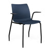 SitOnIt Baja Four Leg Guest Chair | Plastic Shell | Arm or Armless Guest Chair, Cafe Chair, Stack Chair SitOnIt Frame Color Black Fixed Arm Plastic Color Navy