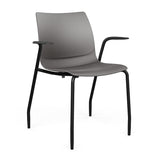 SitOnIt Baja Four Leg Guest Chair | Plastic Shell | Arm or Armless Guest Chair, Cafe Chair, Stack Chair SitOnIt Frame Color Black Fixed Arm Plastic Color Slate