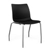 SitOnIt Baja Four Leg Guest Chair | Plastic Shell | Arm or Armless Guest Chair, Cafe Chair, Stack Chair SitOnIt Frame Color Silver Armless Plastic Color Black