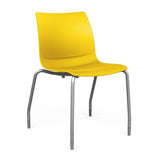 SitOnIt Baja Four Leg Guest Chair | Plastic Shell | Arm or Armless Guest Chair, Cafe Chair, Stack Chair SitOnIt Frame Color Silver Armless Plastic Color Lemon