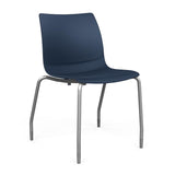 SitOnIt Baja Four Leg Guest Chair | Plastic Shell | Arm or Armless Guest Chair, Cafe Chair, Stack Chair SitOnIt Frame Color Silver Armless Plastic Color Navy