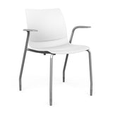 SitOnIt Baja Four Leg Guest Chair | Plastic Shell | Arm or Armless Guest Chair, Cafe Chair, Stack Chair SitOnIt Frame Color Silver Fixed Arm Plastic Color Arctic