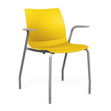 SitOnIt Baja Four Leg Guest Chair | Plastic Shell | Arm or Armless Guest Chair, Cafe Chair, Stack Chair SitOnIt Frame Color Silver Fixed Arm Plastic Color Lemon