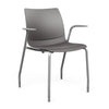 SitOnIt Baja Four Leg Guest Chair | Plastic Shell | Arm or Armless Guest Chair, Cafe Chair, Stack Chair SitOnIt Frame Color Silver Fixed Arm Plastic Color Slate